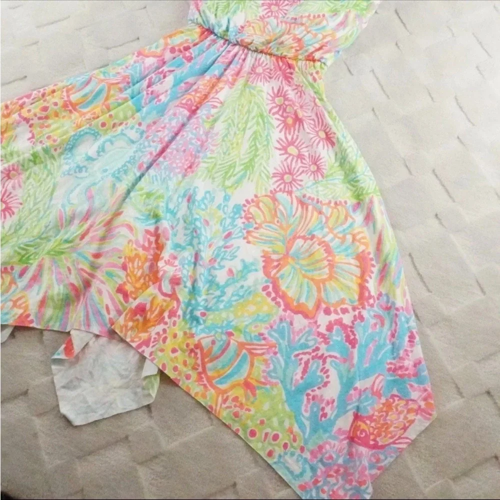 Lilly Pulitzer Dominica Sun Dress Womens XS  Lovers Coral Handkerchief Hem - Picture 4 of 14